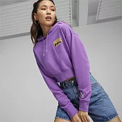 PUMA 流行系列P.Team Fanbase短版長厚 女連帽T恤(F)-紫-62434650 XS 紫色