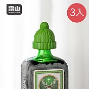 【日本霜山】小紅帽造型矽膠密封酒瓶塞-3入- 復古綠