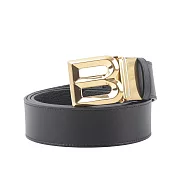 BALLY B-BUCKLE 3.5cm 金釦小牛皮皮帶 (黑色)