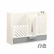 【E.dot】壁掛式多功能筷子餐具瀝水收納盒 -超值2入組 白色