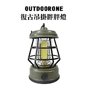 OUTDOORONE 復古吊掛胖胖燈 全方位泛光，白光照明內含鋰電池供電，可用 TYPE-C線充電可吊掛可置燈於平面- 綠色