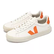 Veja 休閒鞋 Campo Chromefree Leather 女鞋 白 橘 皮革 帆布 經典小白鞋 CP0503494A 25.5cm EXTRA WHITE/FURY