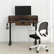 IDEA-100CM質感木紋電動升降桌/辦公桌《抽屜款》 髒木紋色
