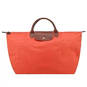 LONGCHAMP LE PLIAGE系列短把再生尼龍摺疊水餃旅行袋(大)  橙