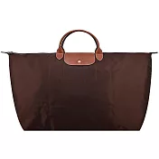 LONGCHAMP LE PLIAGE系列短把再生尼龍摺疊水餃旅行袋(特大) 烏檀