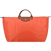 LONGCHAMP LE PLIAGE系列短把再生尼龍摺疊水餃旅行袋(特大) 橙