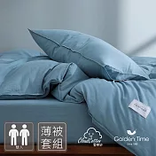 GOLDEN-TIME-雲眠紗薄被套床包組(琉璃綠-雙人)