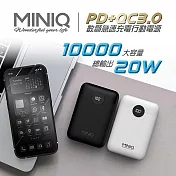 MINIQ 20W超級快充 PD+QC3.0/LED數顯急速充電行動電源(臺灣製造) 白色