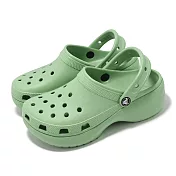 Crocs 洞洞鞋 Classic Platform Clog W 女鞋 純綠色 經典雲朵克駱格 增高 卡駱馳 206750374
