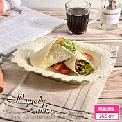 【Homely Zakka】法式浪漫花邊浮雕陶瓷餐盤碗餐具_橢圓淺盤