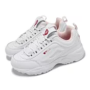 Fila 休閒鞋 Distracer Heart 女鞋 白 粉 情人節 皮革 厚底 增高 老爹鞋 斐樂 5C112Y128