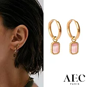 AEC PARIS 巴黎品牌 粉水晶耳環 金色小圓耳環 DROP EARRINGS ARINNA