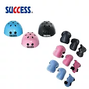 成功SUCCESS 可調式安全頭盔+三合一溜冰護具組 S0710+S0500 黑色S