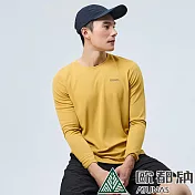【ATUNAS 歐都納】男款ALL LOVE歐愛長袖排汗T恤A2TS2320M/環保迴圈/抗UV/排汗/快乾 L 金棕黃