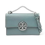 Tory burch 經典LOGO皮革翻蓋肩背包-北極綠