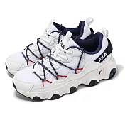 Fila 休閒鞋 Geometry 女鞋 白 藍 皮革 網布 厚底 老爹鞋 斐樂 5J322Y131