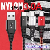 DAPAD 鋁合金亮燈3A快充傳輸線 TYPE-C to USB 100cm 黑色