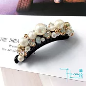 【Hera赫拉】韓國黑白珍珠鑲鑽香蕉夾 白色珍珠