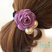 【Hera赫拉】布藝玫瑰花串珠大腸圈髮繩-3色 紫