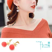 【Hera赫拉】韓國簡約雪花毛球耳環耳釘-2色 紅色耳針