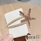 【Hera赫拉】海星珍珠鑲鑽BB劉海側邊夾-3色#H100401B 褐色