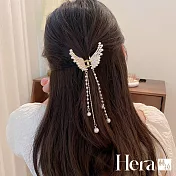 【hera赫拉】水鑲珍珠蝴蝶流蘇鯊魚夾 h111052505 珍珠