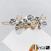 【Hera赫拉】氣質滴膠珍珠一字夾 H111101801 灰色小花