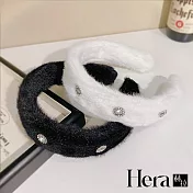 【Hera赫拉】韓國氣質水鑽毛絨髮箍 H111101810 黑色