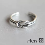 【Hera 赫拉】精鍍銀雙線結同心結做舊戒指 H111030109 銀色