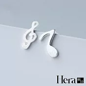 【Hera 赫拉】精鍍銀不對稱拉絲音符耳環 H111040501 銀色