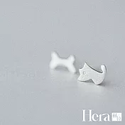 【Hera 赫拉】文青小狗骨頭精鍍銀耳針 H111051706 銀色