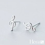 【Hera 赫拉】文青小音符精鍍銀耳針 H111051714 銀色