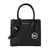 MICHAEL KORS MERCER荔枝紋手提/斜背三層兩用包-中/ 黑金