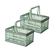 【居家cheaper】摺疊手提收納籃(兩入組)/菜籃/野餐籃/置物籃/拜拜水果籃/零食收納/SB2919 清水綠X2