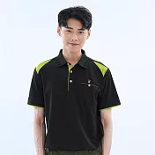 【遊遍天下】男款抗UV防曬吸濕排汗速乾機能POLO衫(GS1043) XL 黑綠 XL 黑綠