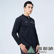 【ATUNAS 歐都納】男款抑菌長袖排汗POLO衫A1PSEE02M/抗臭/快乾/排汗/透氣 M 黑