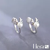 【HERA 赫拉】 森林系珍珠麋鹿角鹿角耳夾 銀色