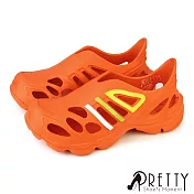 【Pretty】男 女大尺碼 洞洞鞋 雨鞋 防水鞋 輕量 厚底 EU39 橙色