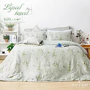 【DUYAN 竹漾】60支萊賽爾天絲雙人加大床包被套四件組 / 新枝綠意 台灣製