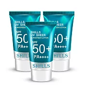 【SHILLS 舒兒絲】很耐曬水感超清爽美容液防曬凝乳SPF50+PA++++3入  (臉部身體皆適用/日本原裝進口)