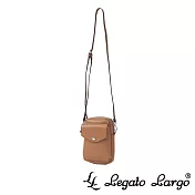 Legato Largo 驚異的輕量化 小法式簡約線條 斜背小包- 焦糖駝色