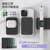 POLYBATT 石墨烯銅導散熱 15W磁吸MagSafe三用快充行動電源(臺灣製造) 雪白