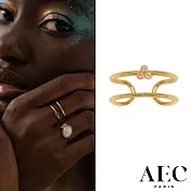 AEC PARIS 巴黎品牌 幸運草粉鑽戒指 可調式雙層金色戒指 THIN RING EREBE