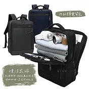 15.6吋 慢活出游 多層收納+防撞層+蜂巢透氣背墊 USB-A/C筆電書包後背包 墨色黑