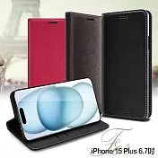 CITY BOSS for iPhone 15 Plus 6.7 品味好感柔美磁吸皮套 桃紅色