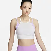 NIKE AS W NY DF INDY STRPY LL BRA G 女運動內衣-白紫-FZ6568551 L 白色