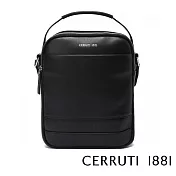 【Cerruti 1881】限量2折 義大利頂級小牛皮側背包肩背包 全新專櫃展示品(黑色 CEBO05886M)