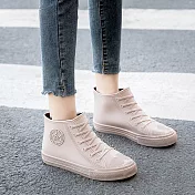 【Amoscova】韓版時尚短筒雨鞋 雨靴(1609) EU36 米色