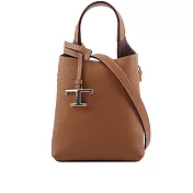 TOD’S T Logo 超小號手提/斜背二用皮革手機包 (棕色)