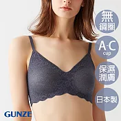 【日本GUNZE】雙重保水細肩無鋼圈內衣 M 深藍